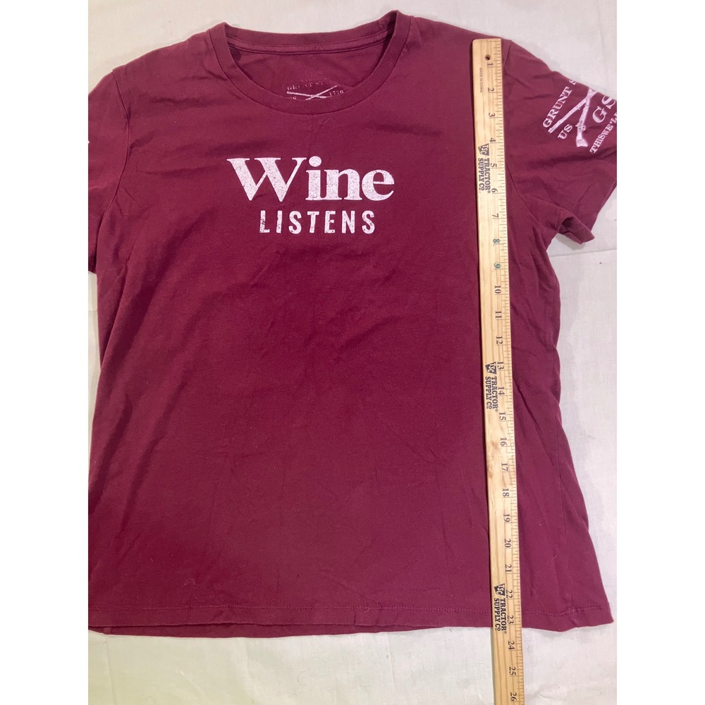 Grunt Style Wine Listens Graphic T-Shirt Mens XL Burgundy Cotton Patriotic Tee - Picture 2 of 9